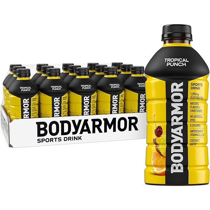 BODYARMOR Sports Drink Tropical Punch Electrolyte Drink Hydration 28 Fl Oz Bottles (15 Pack) Flavored Coconut Water with B Vitamins &amp Antioxidants