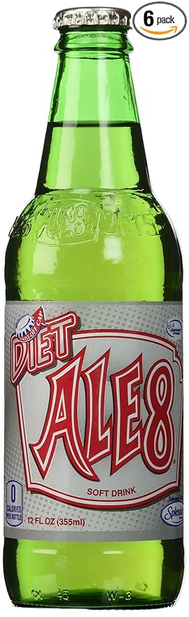 Ale 8 One Diet Soft Drink  12 Ounce (6 Glass Bottles)