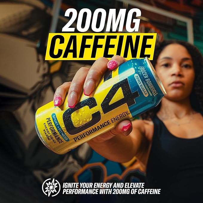 C4 Energy Carbonated Zero Sugar Energy Drink Pre Workout Drink + Beta Alanine Midnight Cherry 16 Fl Oz (Pack of 12)