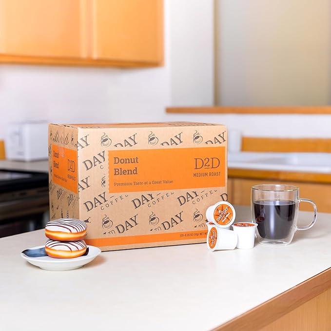 Day To Day Coffee Donut Blend Medium Roast Coffee Pods 120 Count Compatible with Keurig K-Cup Brewers Perfect Wake-Up Coffee