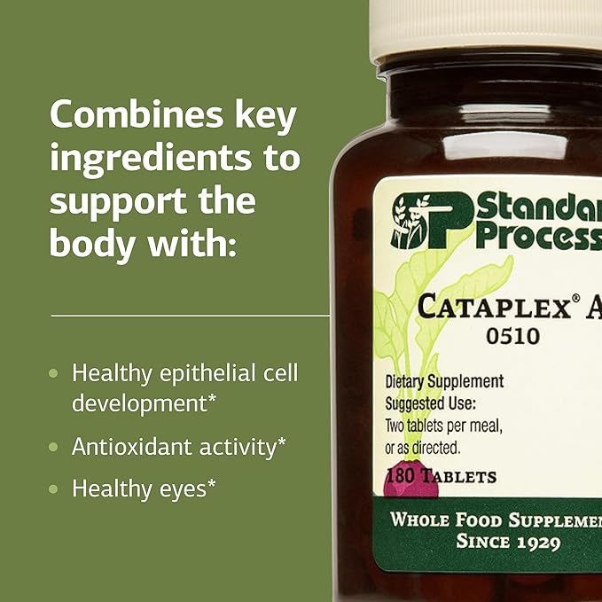 Standard Process Cataplex A - Supports Eye Health &amp Mucous Membranes - Supports Healthy Vision &amp Provides Antioxidant Vitamin A - Non-Dairy &amp Non-Soy - 180 Tablets