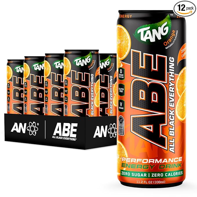 All Black Everything Performance Energy Drink | Zero Calories Sugar Free | 200mg Caffeine | Beta Alanine &amp Citrulline | Pre-Workout Sport Drink for Men &amp Women | Tang Orange | 12 Pack