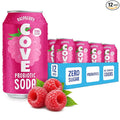 Cove Probiotic Soda Zero Sugar Better-For-You Alternative - Refreshing Delicious Probiotic Drink No Synthetic Colors &amp Caffeine Free - Raspberry 12 Pack