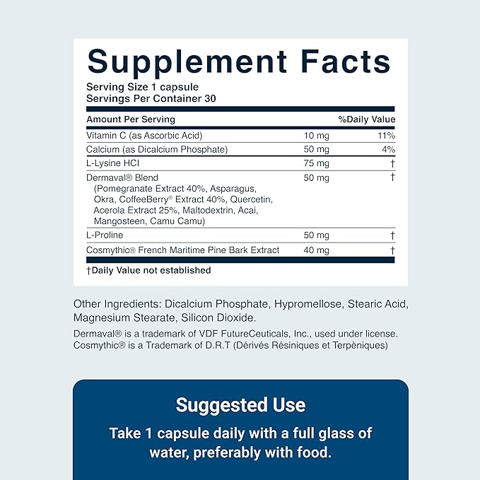 ACTIVATEDYOU Essential Skin Food Advanced Skincare Collagen Elastin Support Supplement for Aging Skin Helps Improve Appearance of Face Texture Sagging w/Dermaval Vitamin C Lysine (30 Capsules)