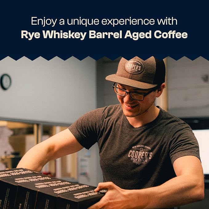 Rye Whiskey Barrel Aged Coffee Single-Origin Ethiopian Beans Aged in Rye Whiskey Barrels Medium Light Roast Whole Bean 2 lb