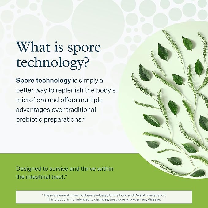 Youtheory Spore Probiotic - Helps Gut Health* - 6 Billion CFU with Prebiotics - Supports Regular Bowel Movement &amp Diarrhea Relief* - Shelf Stable - 60 Vegetarian Capsules (30-Day Supply)