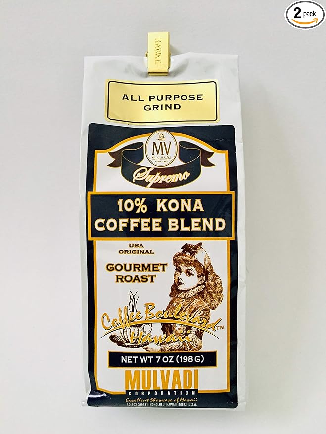 Mulvadi 10% Kona Coffee Blend from Hawaii (All Purpose Grind)