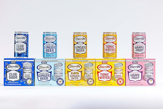 Barritt's Mixers - Club Soda Non-Alcoholic Soda Cocktail Mixer 7.5 fl oz Cans 24 Pack Mini 0 Calories 0 Sugar