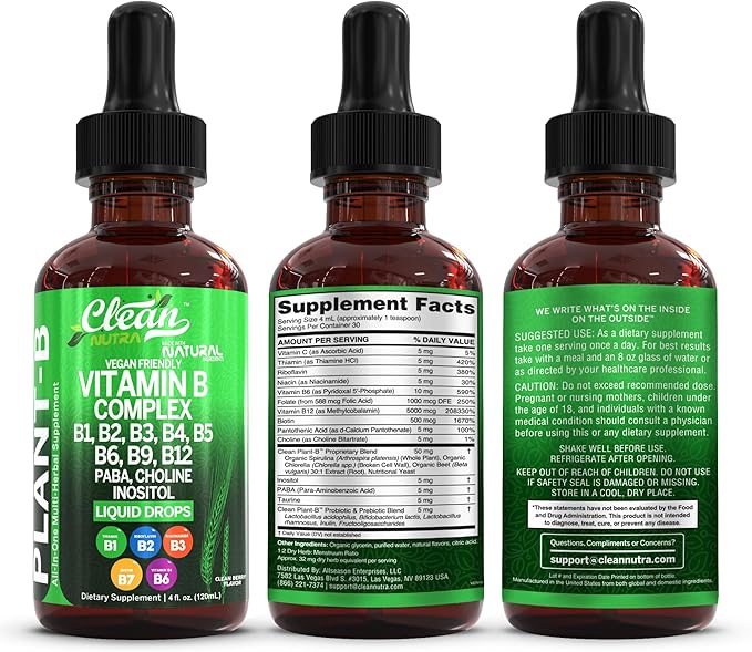 Vitamin B Complex Liquid Drops Plant-B by Clean Nutra