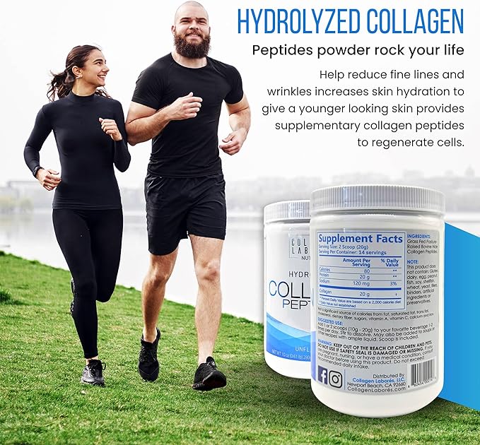 Pure Hydrolyzed Collagen Peptides (10 oz) – Unflavored Collagen Powder - Pasture-Raised Grass-Fed Keto &amp Paleo-Friendly – Kosher Non-GMO Gluten-Free – GMP Certified – Easy to Mix (280g)