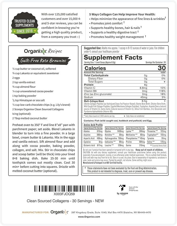 Organixx Clean Sourced Collagens (30 Serv) &amp Multi-Vita-Maxx (90 Caps) Bundle Protein w/Vitamin C &amp Zinc Plus USDA Organic Whole Food Multivitamin Supports Hair Joints &amp Daily Energy G