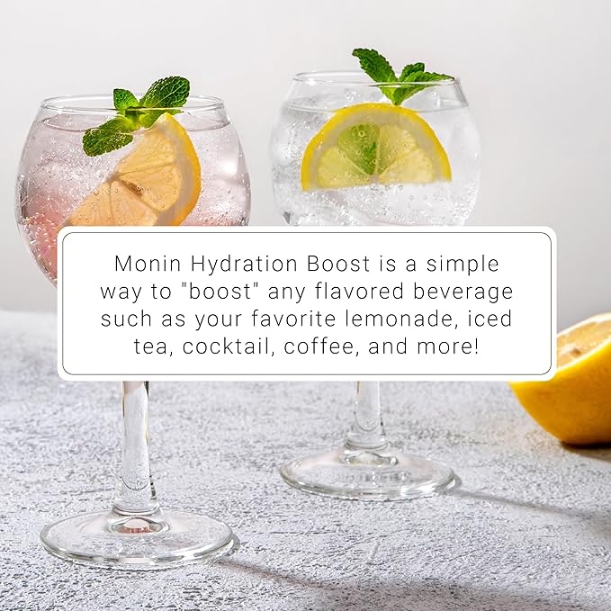 Monin - Hydration Boost and Drink Mix-in Add Electrolytes &amp Minerals to Your Favorite Flavored Beverage (Hot or Cold) Dairy-Free No Artificial Sweeteners Gluten-Free (1 Liter + Pump)
