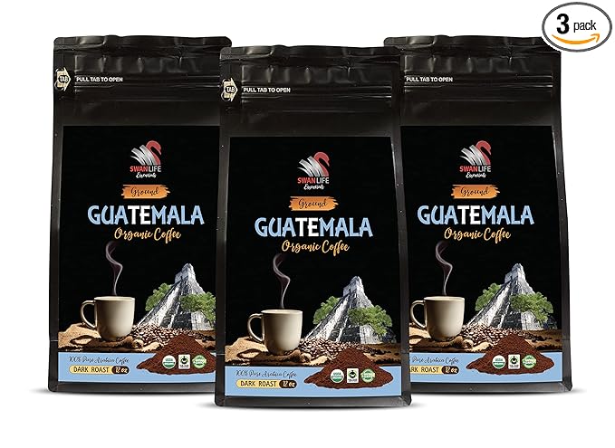organic coffee beans - GUATEMALA GROUND COFFEE ORGANIC arabica dark roast low acidity fair trade - coffee beans from guatemala 3 Bags (36 Oz)