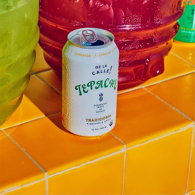 De La Calle Tepache - Pineapple Spice - Modern Mexican Soda - Craft Fermented Pineapple Sparkling Beverage - Certified Organic Antioxidant Rich Non-Alcoholic Healthy Soda Low Sugar Low Calorie N