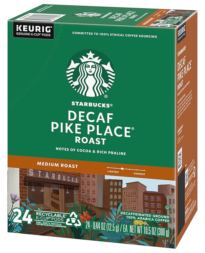 Starbucks Decaf Pike Place Roast K Cups 72 Count (3 boxes of 24 K-Cups)