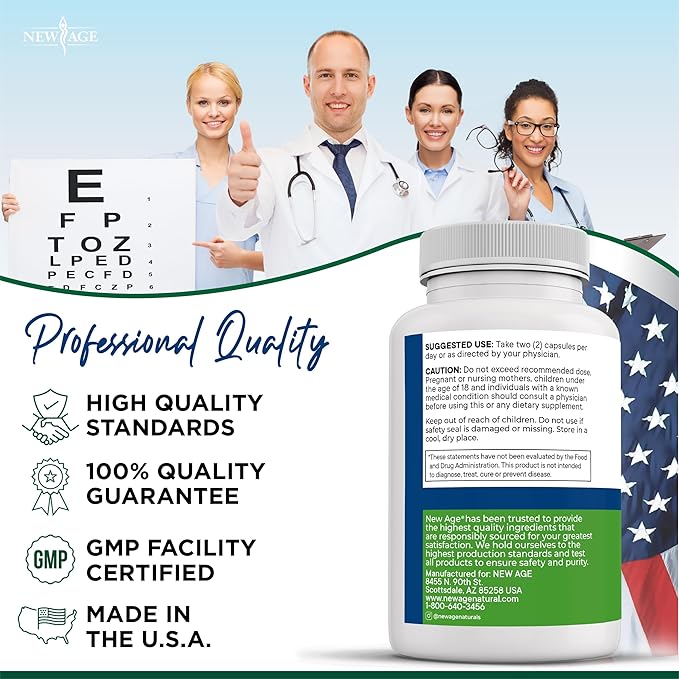 NEW AGE AREDS 2 Eye Vitamin Contains Bilberry 6000mg Lutein (32mg) Grape seed (6000 mg) Eyebright (1000 mg) and Zeaxanthin (8 mg) - 120 Count