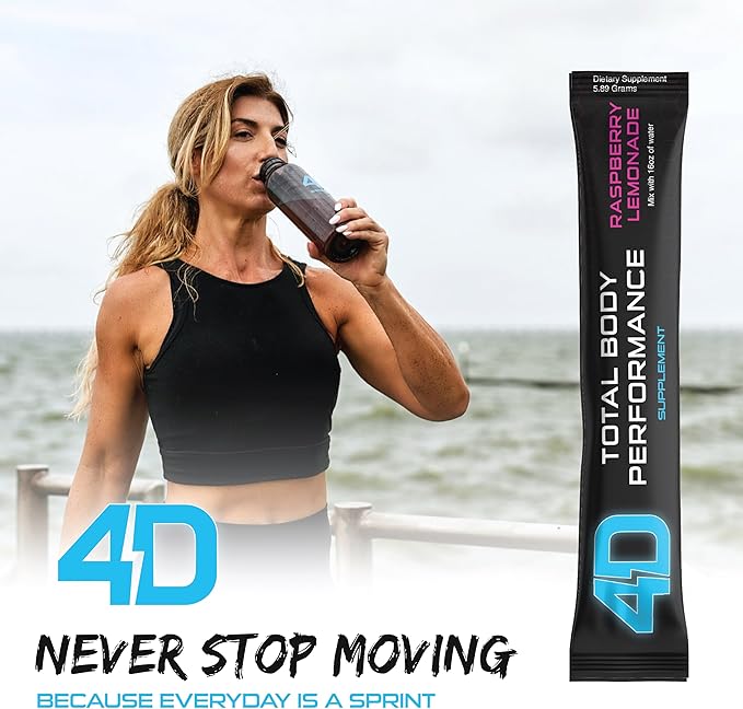 4D Raspberry Lemonade 25 Unit Drink Mixes - Electrolytes Aminos Vitamins &amp Energy Powder Packets - Zero Calories &amp Sugars - Gluten Free Non-GMO Keto &amp Vegan Friendly
