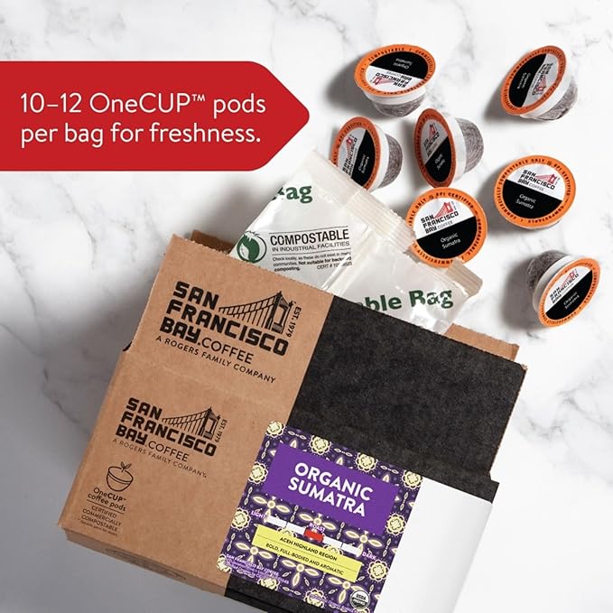 San Francisco Bay Compostable Coffee Pods - Organic Sumatra (80 Ct) K Cup Compatible including Keurig 2.0 Medium Roast