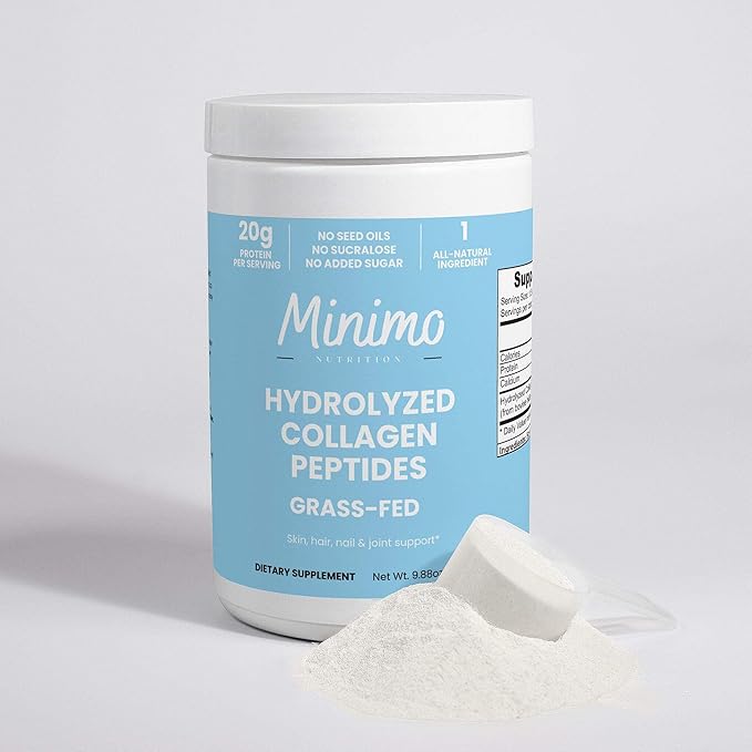 Grass-Fed Hydrolyzed Collagen Peptides Promotes Hair Nail Skin Bone and Joint Health Unflavored 9.9 oz