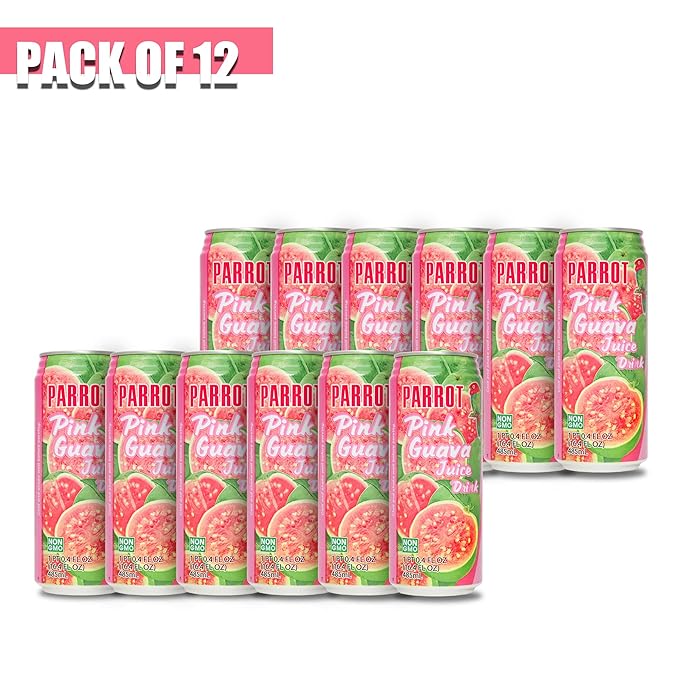 Parrot Brand Pink Guava Juice 16.4 fl. oz.（Pack of 12）