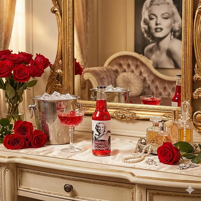 Rocket Fizz Marilyn Monroe Wild Cherry Soda Flavor | Cane Sugar | Craft Soda Pop Drinks | 12 oz in Glass Bottle (6 Pack)