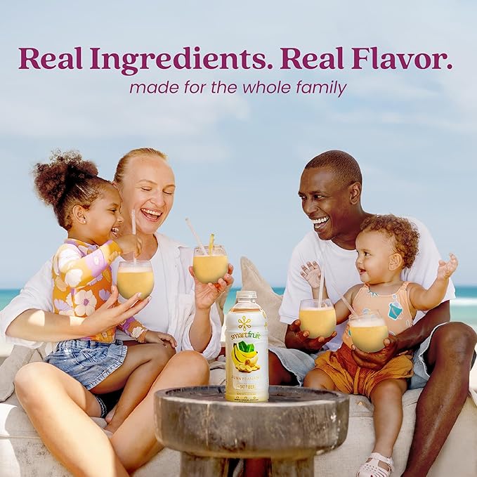 Smartfruit Sunny Banana + Oat Fiber – 100% Real Fruit Purée with Banana Apple &amp Pineapple – Great for Smoothies Juice Yogurt Cocktails Teas &amp More – High in Vitamin A – 48oz