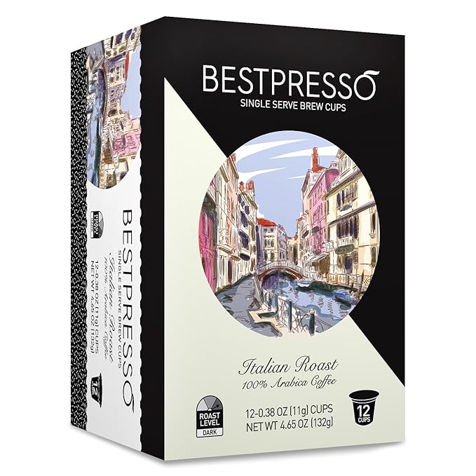 Bestpresso Coffee Italian Roast Single Serve K-Cup 72 Count (Compatible with 2.0 Keurig Brewers) 6 packs of 12 cups
