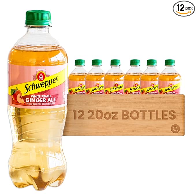 Schweppes White Peach Ginger Ale - Refreshing Crisp Delicious - 12 20oz Bottles
