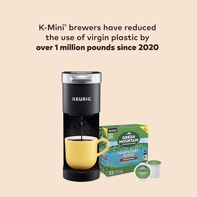 Keurig K-Mini Single Serve Coffee Maker with Green Mountain Coffee Roasters Nantucket Blend Medium Roast 32 ct K-Cup Coffee Pods
