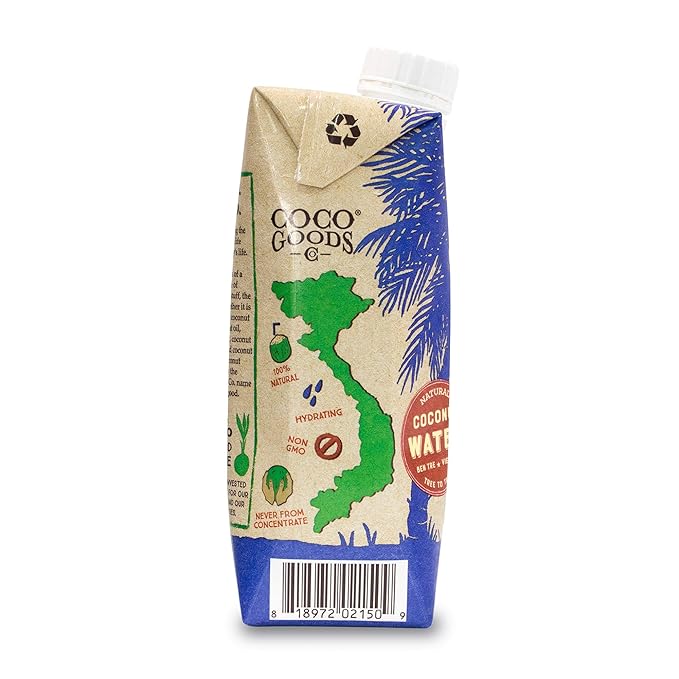 CocoGoodsCo Vietnam Single-Origin 100% Natural Coconut Water Non-GMO Never from Concentrate (16.9 fl. oz 12 pack)