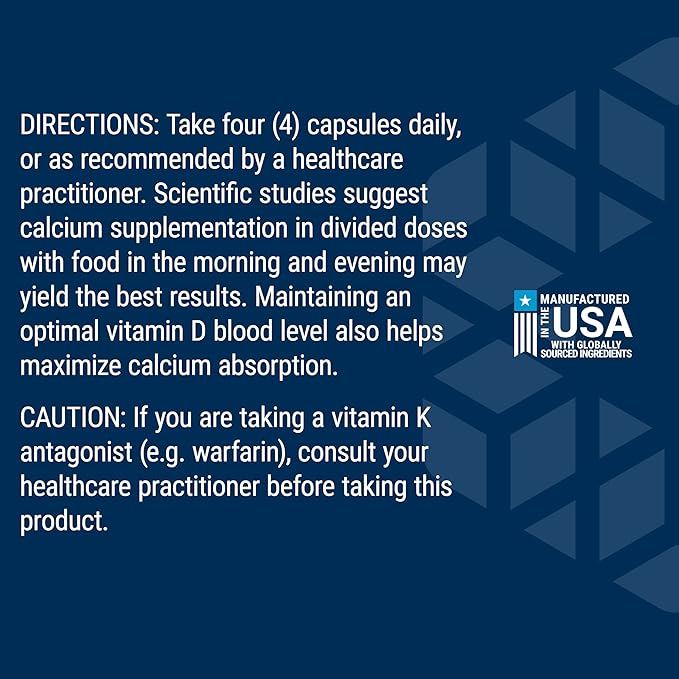 Life Extension Bone Restore Elite Calcium Supplement with Super Potent K2 Calcium Vitamin D3 Magnesium Boron zinc Vitamin K2 for Bone Health Gluten-Free Non-GMO 120 Capsules