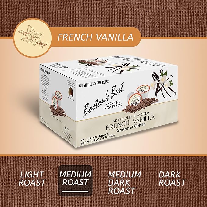 Boston’s Best - French Vanilla Medium Roast Gourmet Delicious Flavored Coffee Compatible with Keurig Coffee Maker 1 Count (80 Single Serve Cups)