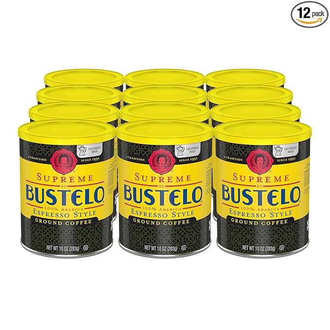 Café Bustelo Supreme by Bustelo Espresso Style Medium-Dark Roast Ground Coffee 10 Ounce (Pack of 12)