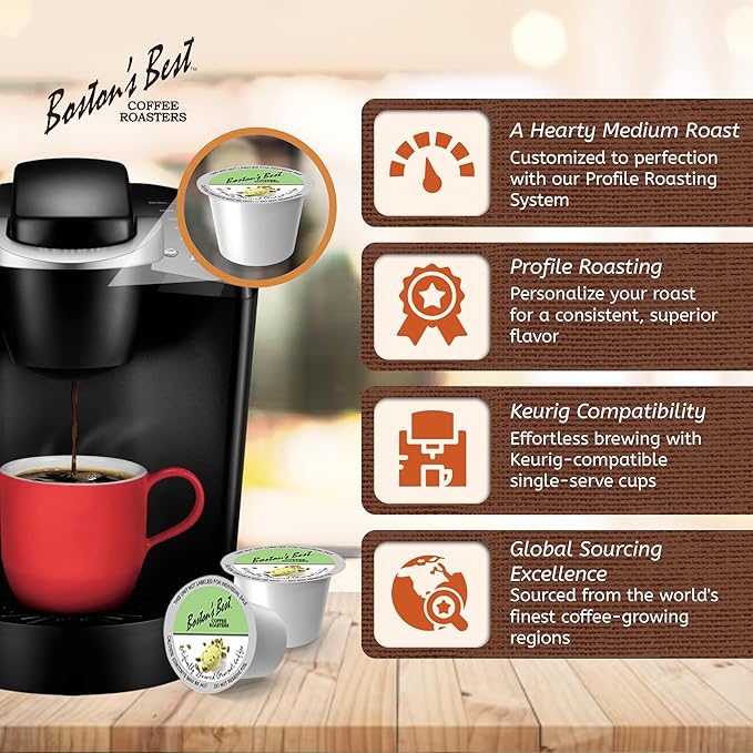 Boston’s Best - Pistachio Ice Cream Flavored Coffee Blend Dessert Gourmet Compatible with Keurig Coffee Maker 1 Count (42 Single Serve Medium Roast Cups)