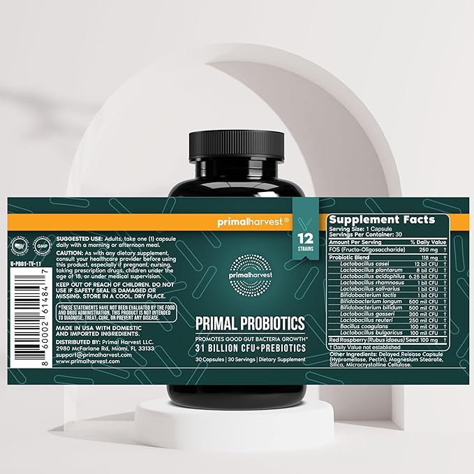 Primal Harvest Probiotics &amp Multi Collagen Supplements for Women and Men Pre and Probiotics with 31 Billion CFU and Collagen Peptides Pills Bundle