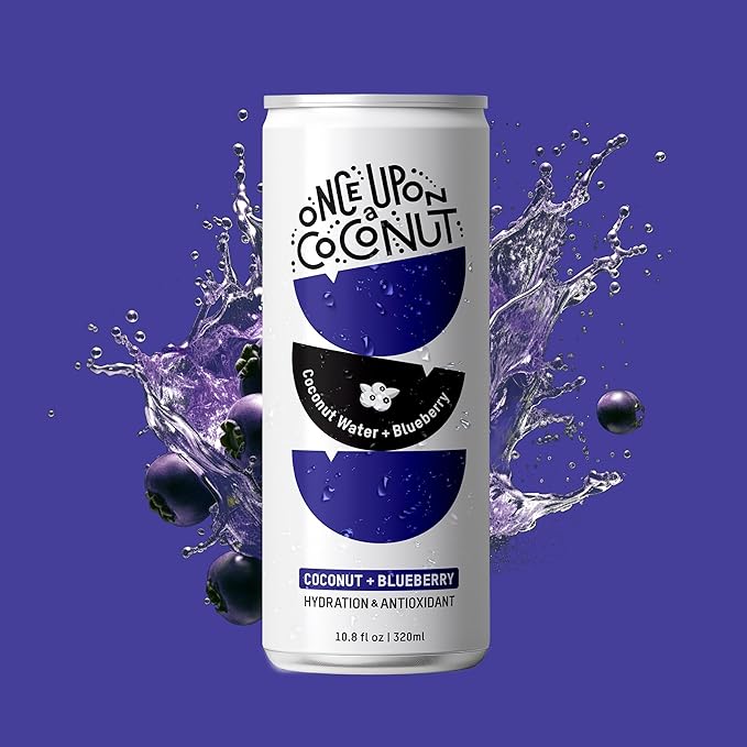 Once Upon a Coconut Premium Blueberry Coconut Water - Low Calorie All-Natural Drink with Electrolytes - Non-GMO - Gluten-Free - 10.8 Fl Oz (Pack of 12)