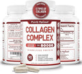Purely Optimal Premium Multi Collagen Peptides Capsules (Types I II III V X) - Hair Skin and Nails Digestive &amp Joint Health Supplement Hydrolyzed Collagen Pills (90 Capsules)