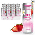 Easy Energy Drink (Strawberry) – Zero Sugar Sparkling Energy Drink with Natural Caffeine Magnesium &amp Lion’s Mane – Clean Energy for Workouts &amp Busy Days – 12 Pack
