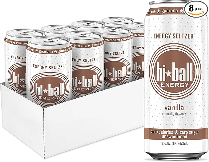 Hiball Energy Energy Water Sparkling Vanilla 16 Fl Oz 8 Pack