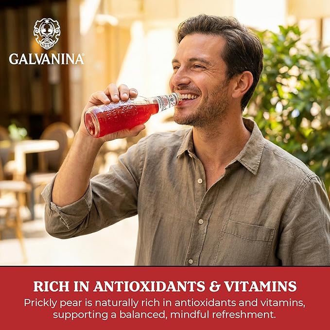 Galvanina Tangerine &amp Prickly Pear – Premium Organic Italian Sparkling Soda 12 fl oz (6 Glass Bottles) | Vibrant Tangerine with Subtle Cactus Sweetness Crafted for Cocktails &amp Refreshing Mom