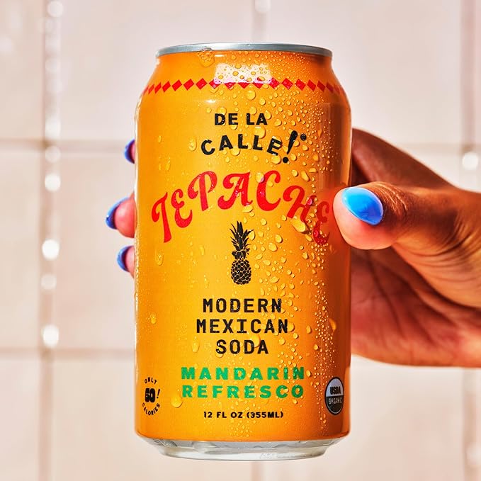 De La Calle Tepache - Mandarin - Modern Mexican Soda - Craft Fermented Pineapple Sparkling Beverage - Certified Organic Antioxidant Rich Non-Alcoholic Healthy Soda Low Sugar Low Calorie Non-GMO