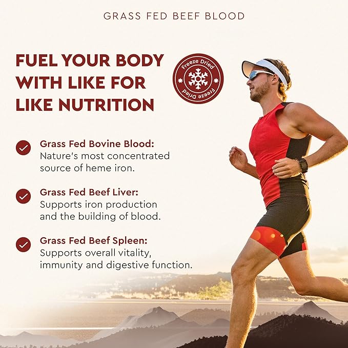 Ancestral Supplements Grass Fed Blood is Blood Liver &amp Spleen Formula 500mg Grass Fed Beef Supplement Red &amp White Blood Cell Formation Immune and Heart Health Support Non GMO 180 Capsul