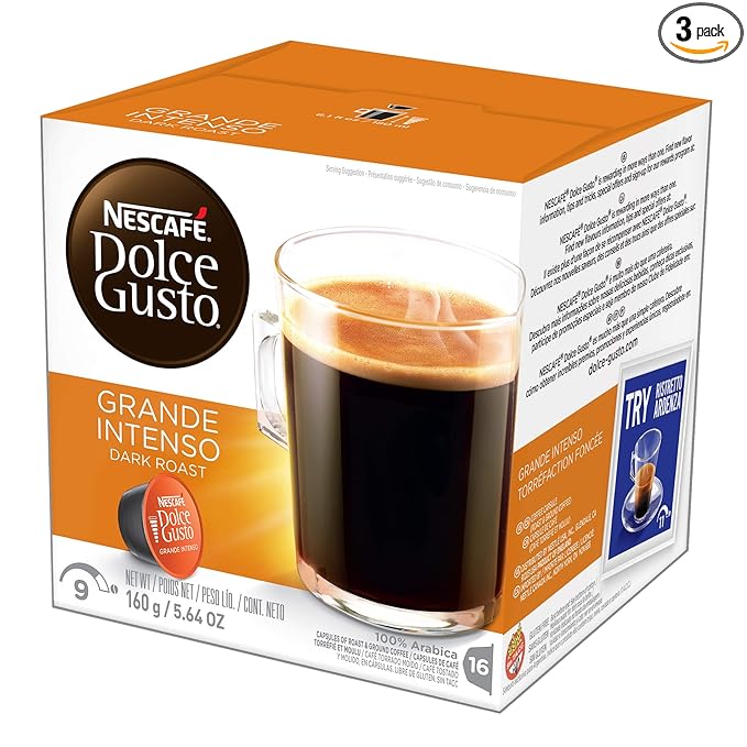 NESCAFÃƒâ€° Dolce Gusto Coffee Capsules Grande Intenso 48 Single Serve Pods (Makes 48 Cups) 16 Count (Pack of 3)