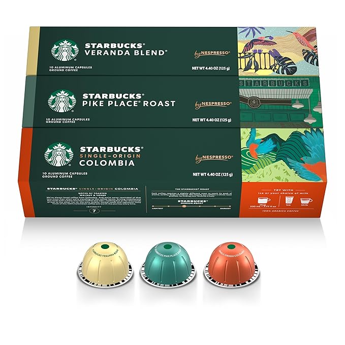 Starbucks by Nespresso Vertuo Blonde &amp Medium Roast Variety Pack Coffee 30-count Coffee Pods Brews 7.8 oz.