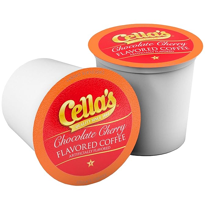 Cella's Chocolate Cherry Coffee Pods Compatible with Keurig K Cup Brewers Medium Roast Flavored Coffee Smooth Single Serve Pods for Home and Office 40 Count
