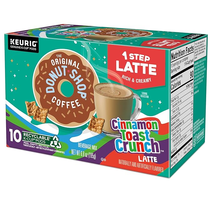 The Original Donut Shop Cinnamon Toast Crunch One-Step Latte Keurig Single Serve K-Cup Pods 60 Count (6 Packs of 10)