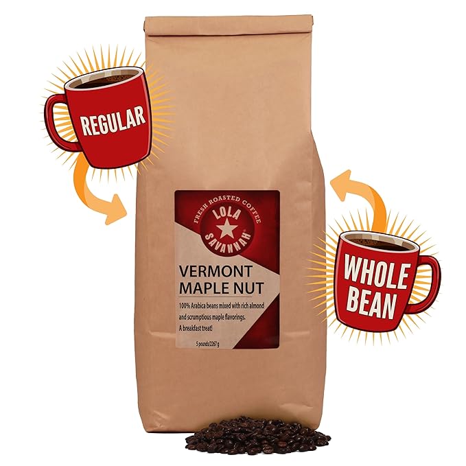 Lola Savannah Vermont Maple Nut Whole Bean Caffeinated Coffee 5lb
