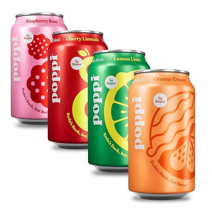 Poppi Sparkling Prebiotic Soda Beverage with Apple Cider Vinegar Seltzer Water and Fruit Juice Trend Setters Variety Pack 12 Fl Oz Pack of 12 Packaging May Vary