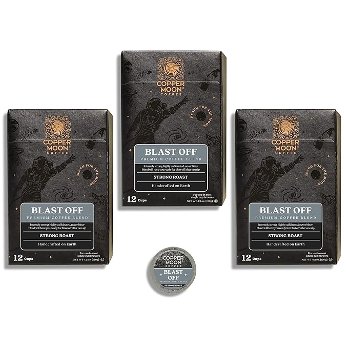 Copper Moon Single Serve Coffee Pods for Keurig K-Cup Brewers Strong Roast Blast Off Blend 36 Count