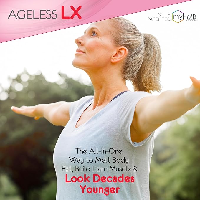 AgelessLX Powder Supplement for Women - with HMB Collagen Enhancer Plus Vitamin D3 with K2 Horsetail and Biotin for Lean Muscle and Stronger Hair and Nails - 30 Powder Packets Cherry Limeade